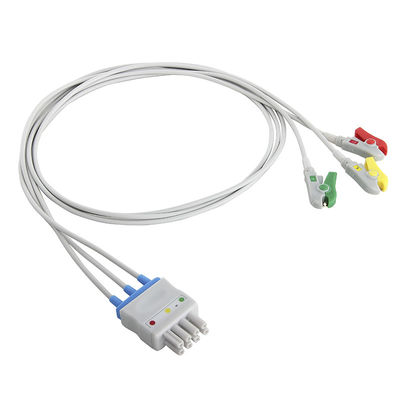 Nihon Kohden ECG Cable BR-906P BR-903PA K911A Set 3 Lead Grabber Clip to Dual 4 Pin Connector