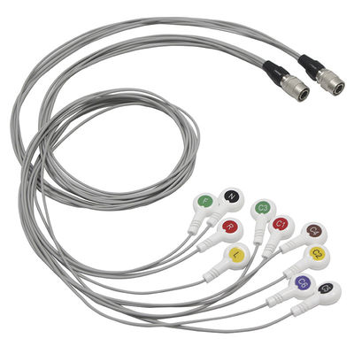 TPU ECG Holter Cable Shanghai Quntian و Leadwires 10 Lead IEC Snap