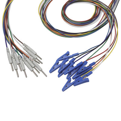 Din 2.0 التوصيل المنتزع EEG غطاء التمساح التمساح كليب أقطاب كهربائية مطلية بالذهب EEG EMG أسلاك الرصاص الكهربائي