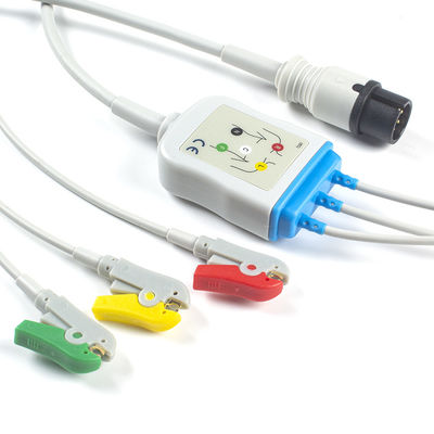AAMI 6Pin ECG Cable و Leadwires 3 Lead IEC Clip Connector ECG Cable