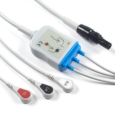 كبلات Kontron ECG وأسلاك الرصاص 125128 VSM510 3 الرصاص AHA Snap 7Pin Connector ECG Cable