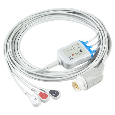 كابلات P-hilips 8Pin ECG وأسلاك Leadwires 3Lead M1735A Snap ECG Cable