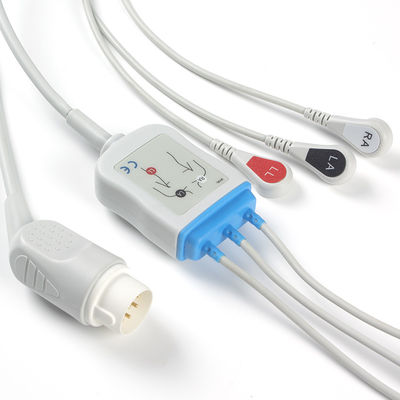 كابلات P-hilips 8Pin ECG وأسلاك Leadwires 3Lead M1735A Snap ECG Cable