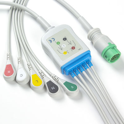 Mindray Datascope 040-000963-00 EA6252B كابلات ECG وأسلاك الرصاص 12pin موصل ECG كابل 5 الرصاص IEC المفاجئة