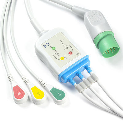 Nihon Kohden ECG Cables و Leadwires CB-72353P 11pin OEC-6102A Connector ECG Cable 3 Lead IEC snap