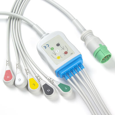 Mennen ECG Cable و Leadwires 5 Lead IEC Clip 12Pin Connector ECG Cable