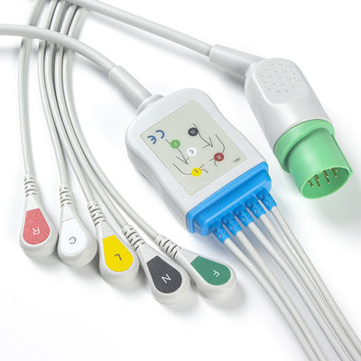 Nihon Kohden TEC-7631C كابلات ECG وأسلاك التوصيل 11pin موصل ECG Cable 5 Lead IEC Snap