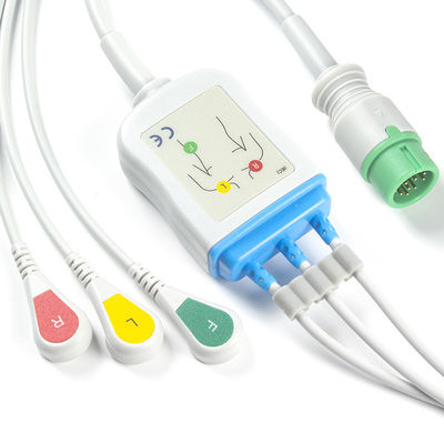 كابل تخطيط القلب Biolight BLT وأسلاك الرصاص 3Lead IEC Clip 12Pin Connector ECG Cable