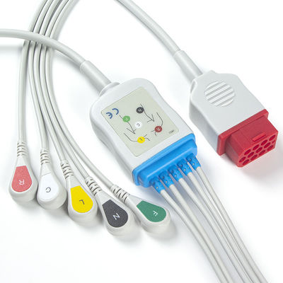 Bionet جديد BM3 BM5 BM7 5 كابلات ECG الرصاص وأسلاك الرصاص المفاجئة ECG كابل IEC 12 دبوس
