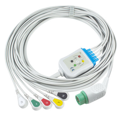 متوافق سيمنس دراجر 5 الرصاص Iec Snap كابل الرصاص Ecg / مجموعة الأسلاك الرصاص Ecg