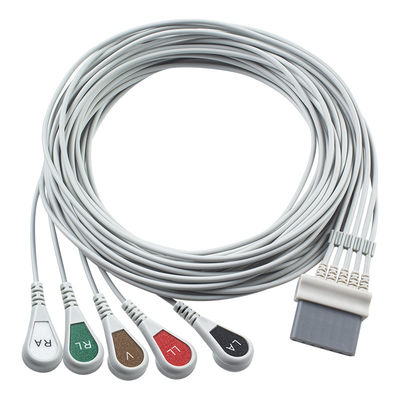 كابلات شيلر ECG والأسلاك الرصاصية 7pin Connector كابل ECG 5 Lead IEC snap grabber