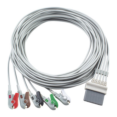 كابلات شيلر ECG والأسلاك الرصاصية 7pin Connector كابل ECG 5 Lead IEC snap grabber