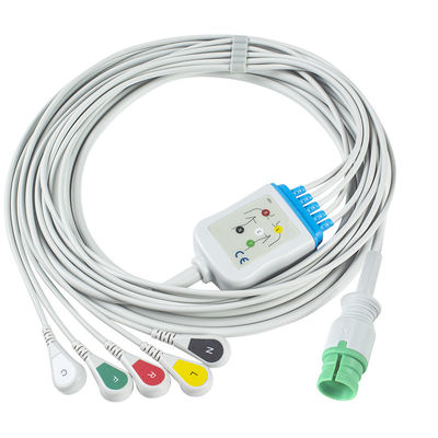 كابل ECG من قطعة واحدة و سلك الرؤية كابل ECG من 14Pin كابل EKG 5قناة كابل EKG