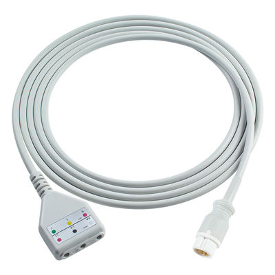 PH 12Pin ECG كابل الجذع Phil-Ips Din Style كابل الرصاص الثلاثي 1.30M