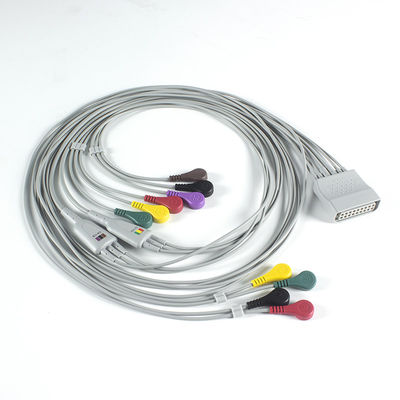 متوافق مع PH Telemetry Holter ECG 10Lead ECG كابل هولتر IEC Snap