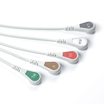 الرمادي متوافق IVY 5Lead كابل ECG AHA Snap 1m 3.0 قطر