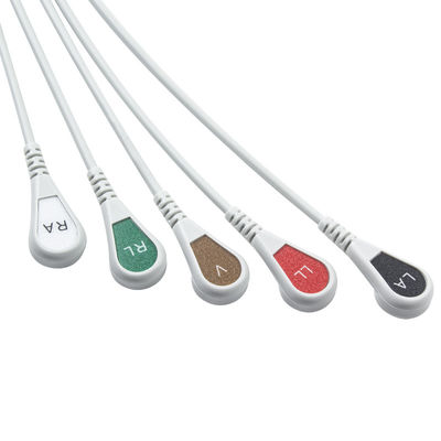 الرمادي متوافق IVY 5Lead كابل ECG AHA Snap 1m 3.0 قطر