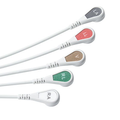 الرمادي متوافق IVY 5Lead كابل ECG AHA Snap 1m 3.0 قطر