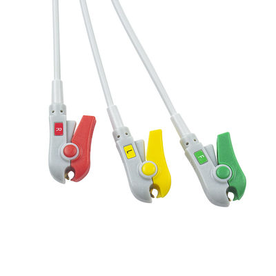1m 3.0 قطر كابل ECG شبه مكتمل 3Lead IEC Grabber بدون رابط مع 24 شهرًا من عمر الاحتفاظ