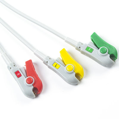 1m 3.0 قطر كابل ECG شبه مكتمل 3Lead IEC Grabber بدون رابط مع 24 شهرًا من عمر الاحتفاظ
