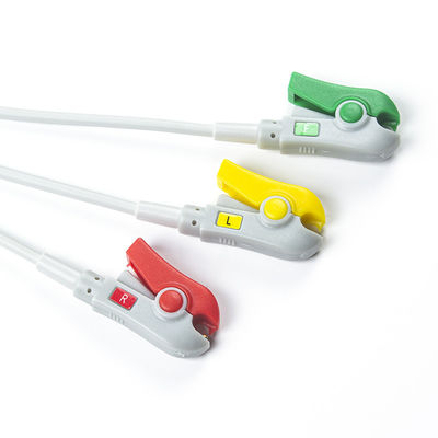 1m 3.0 قطر كابل ECG شبه مكتمل 3Lead IEC Grabber بدون رابط مع 24 شهرًا من عمر الاحتفاظ