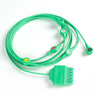 MS14682 كابل ECG Drager ECG عقدة واحدة أحادية 6Lead Leadwires IEC Snap