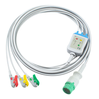 Emtel Fx2000 ECG Cables and Leadwires 12pin Connector ECG Cable 3 5 Lead IEC AHA Snap Grabber Clip