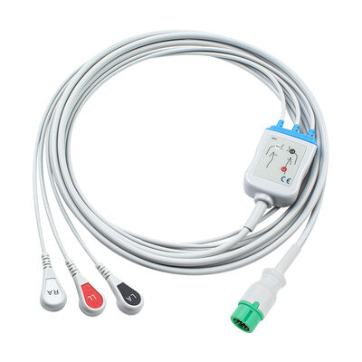 Yonker 12Pin E12 كابل ECG مباشر واحد كابلات ECG والأسلاك الرصاصية 3Lead AHA IEC