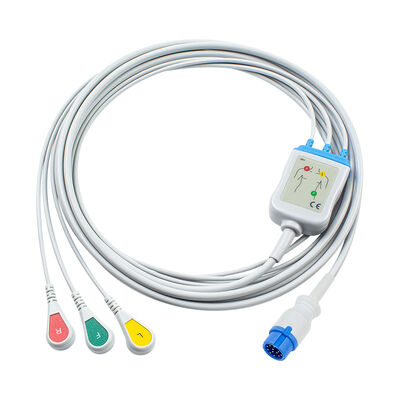 جهاز مكافحة الرجفان القلبي (CA360-B) 12Pin ECG EKG كابل و سلاسل الرصاص 3Lead