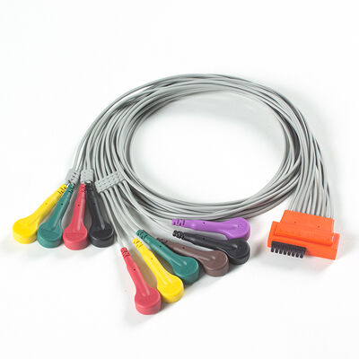 كابل هولتر لتخطيط القلب ذو 10 أطراف متوافق مع Cardioline TouchECG HD+ مصنوع من مادة TPU وترميز ألوان IEC
