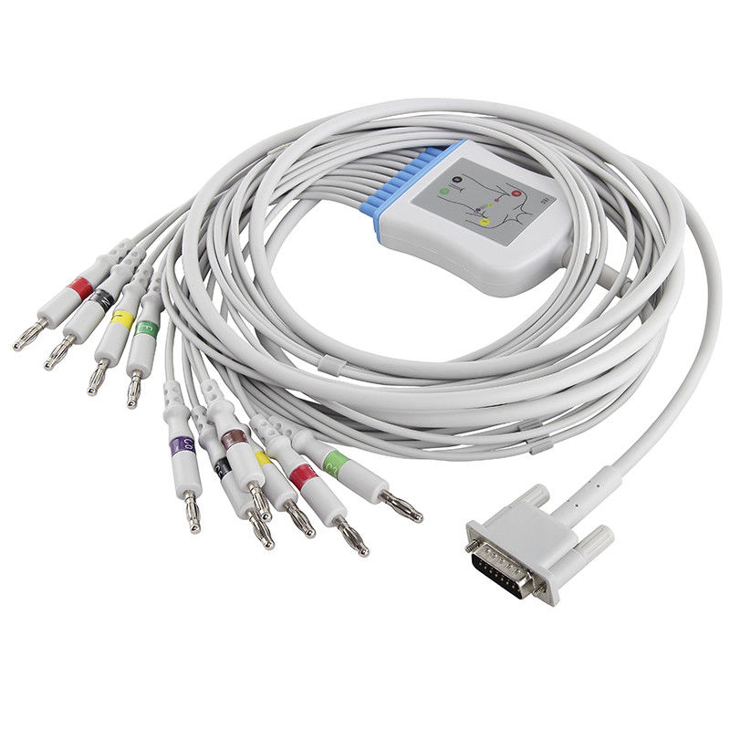 كابل P-hilips HP EKG M2461A M3702C 989803175901 EKG Cable و Leadwires 15 Pin IEC Banana 4.0