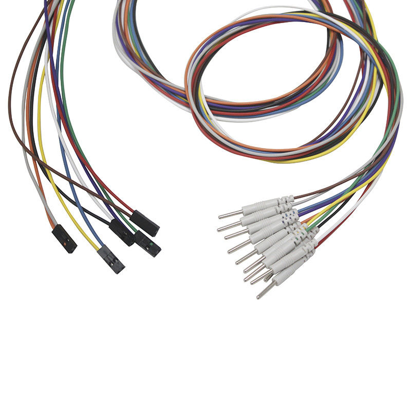 أقطاب DuPont EEG 2 دبوس التوصيل إلى 2.00 مم دبوس الأسلاك المطلية الذهب EEG EMG سلك الرصاص القطب