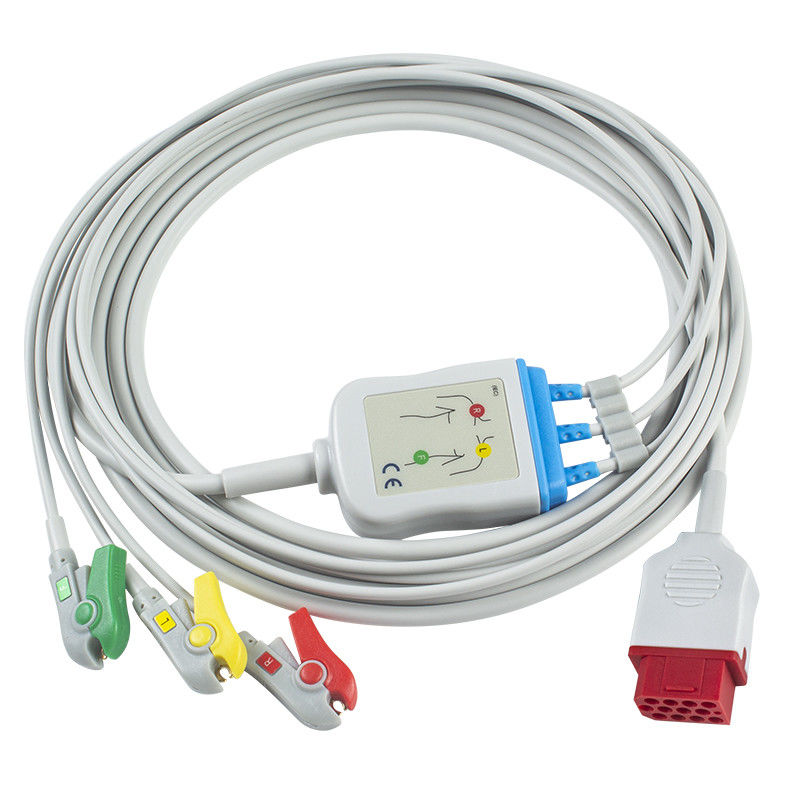 Bionet جديد BM3 BM5 ECG الكابلات والأسلاك 12 دبوس موصل ECG كابل 3 الرصاص IEC المنتزع كليب