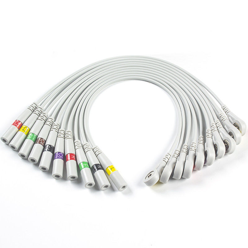 ECG Parts 3.00MM IEC ECG Electrode Connector EKG Connector Banana Needle To Snap ضفيرة