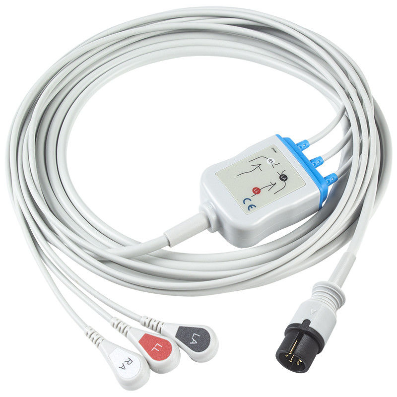 Edan متوافقة الاتصال المباشر كابل ECG والأسلاك الرئيسيّة 6Pin عالمية AAMI 3Lead AHA Snap