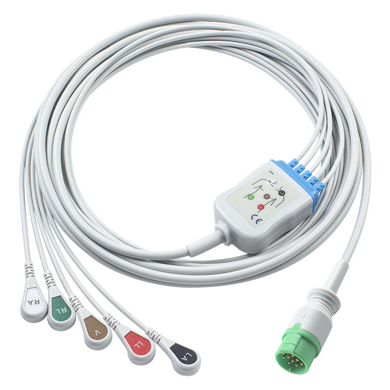 فوكودا دينشي متوافقة الاتصال المباشر كابل الكي جي والأسلاك الرئيسيّة - CI-700E-5 5Lead AHA Snap