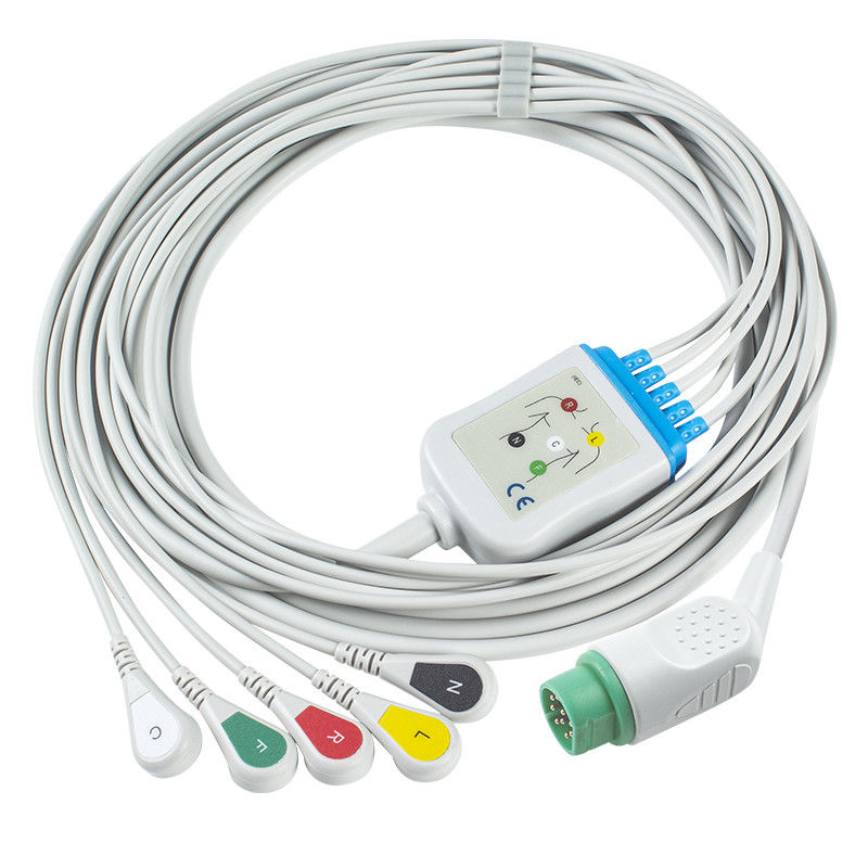 متوافق سيمنس دراجر 5 الرصاص Iec Snap كابل الرصاص Ecg / مجموعة الأسلاك الرصاص Ecg