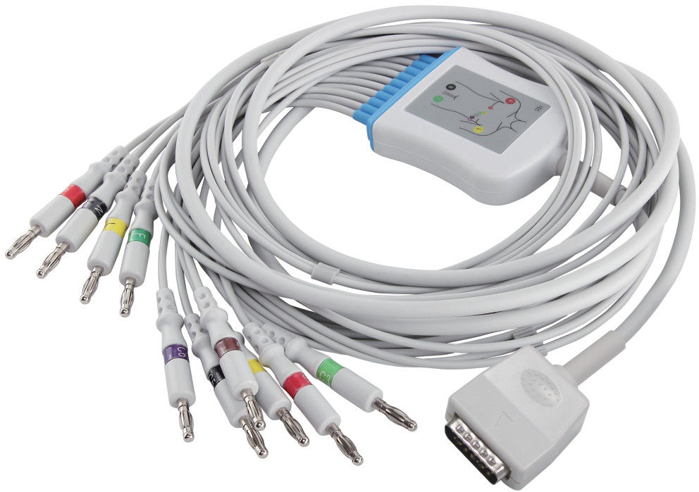 Nihon Kohden 45502-NK EKG Cable Q-Stress ECG EKG Cable لـ 5151A 5403A BSM-6501A و Leadwires IEC 4.0 Banana Connector