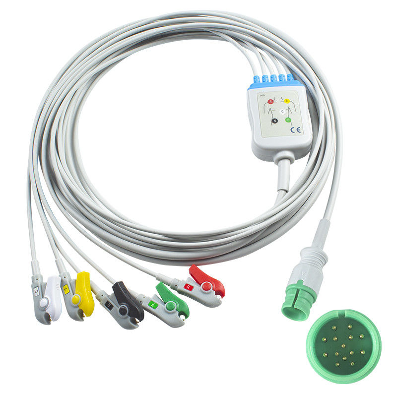 PM-12 PM-12C PM-12D كابلات ECG والأسلاك الرصاصية 14pin Connector ECG Cable 3 Lead IEC snap