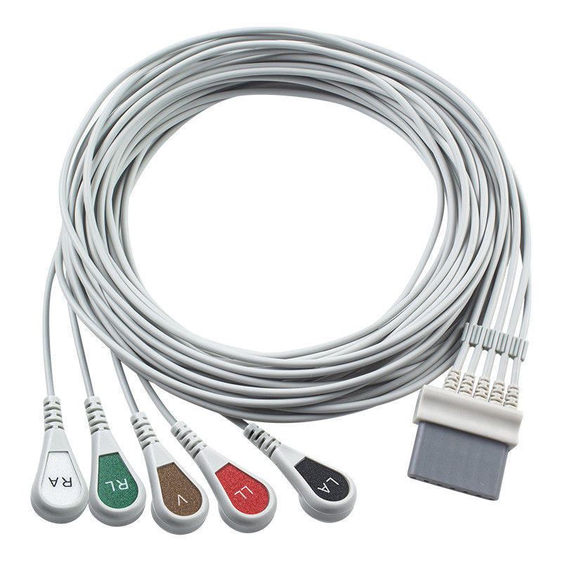 كابلات شيلر ECG والأسلاك الرصاصية 7pin Connector كابل ECG 5 Lead IEC snap grabber