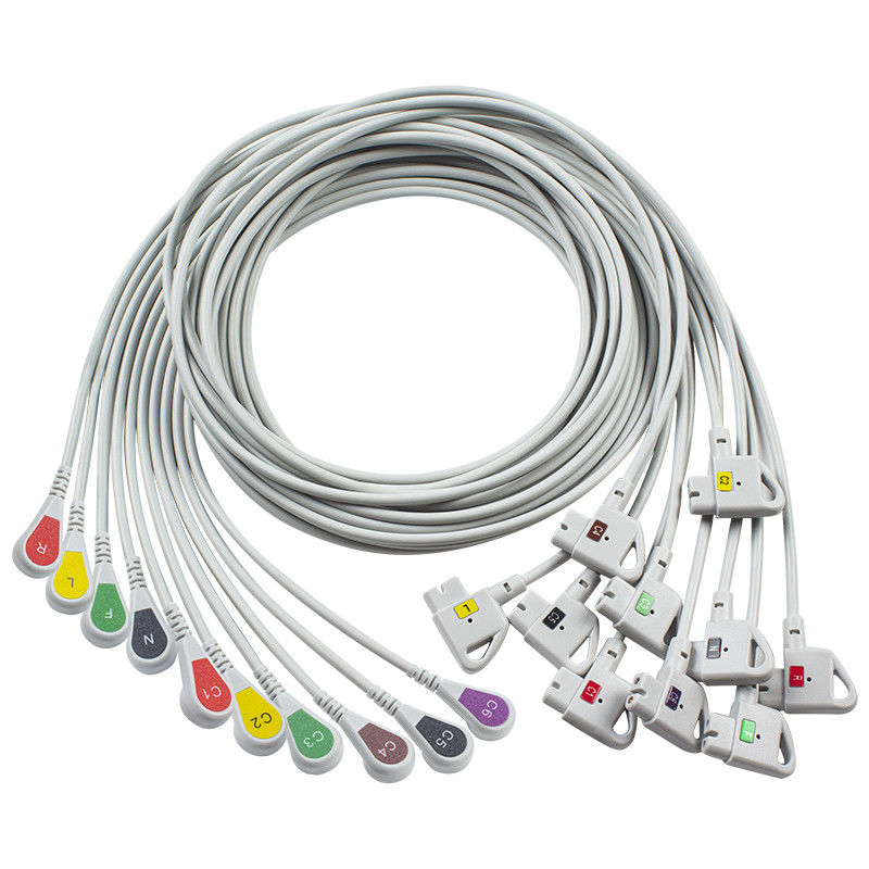 متوافق P-Hilips Trim 10Lead كابل ECG IEC Snap لـ PageWriter Trim I ، PageWriter Trim II