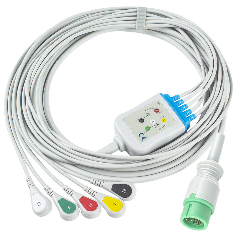 كابل ECG متوافق 5 خيوط لمراقبة القلب Medetec ECG إنجلترا IEC Snap