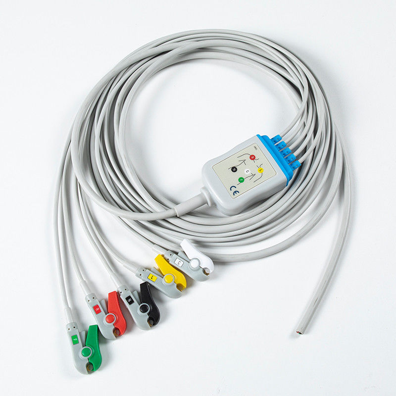 كابل ECG شبه المنتهي بدون رابط 5مقبض ECG الرئيسي IEC 2.5m 5.0 قطر