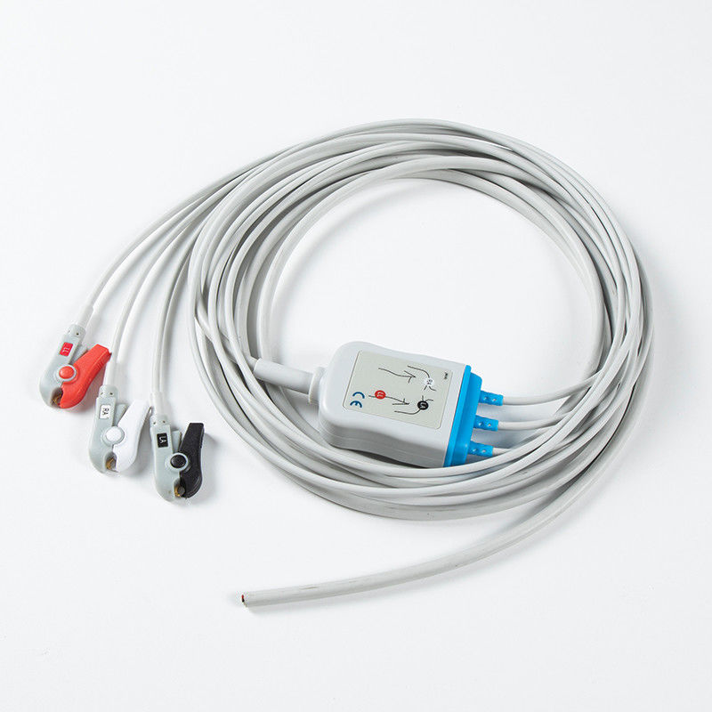 أجزاء ECG 3 الرصاص AHA Grabber مجموعة كابل ECG تصميم دائم 24 شهرًا