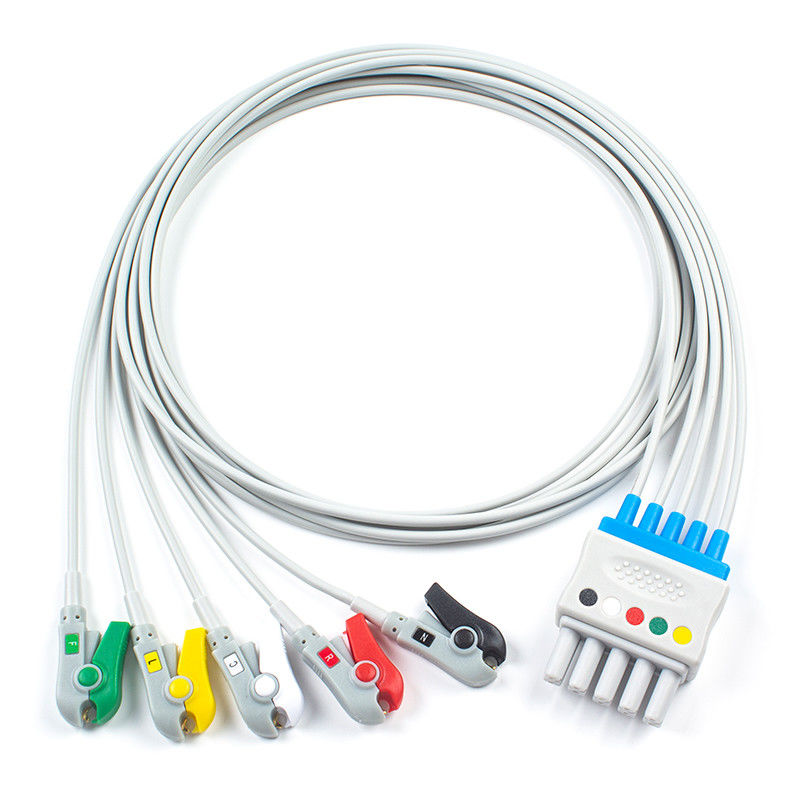 Siemens Drager ECG Leadwires 5956359 MP03414 Set 5 Lead Grabber Clip to Dual 5 Pin Connector
