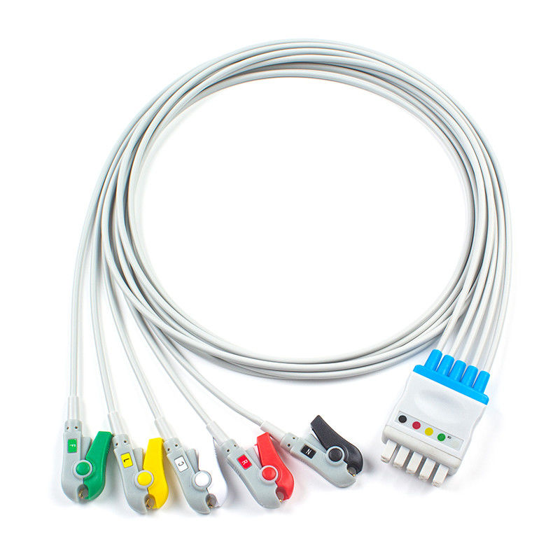 GE Healthcare Marquette ECG Leadwires 412681-001 GE Dash 2500 Solar 8000 5 Lead IEC Clip