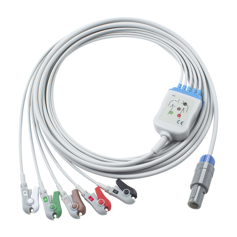 Epsilon Lemo 6Pin ECG Cables and Leadwires ECG Cable 3 5 Lead IEC AHA Snap Grabber Clip