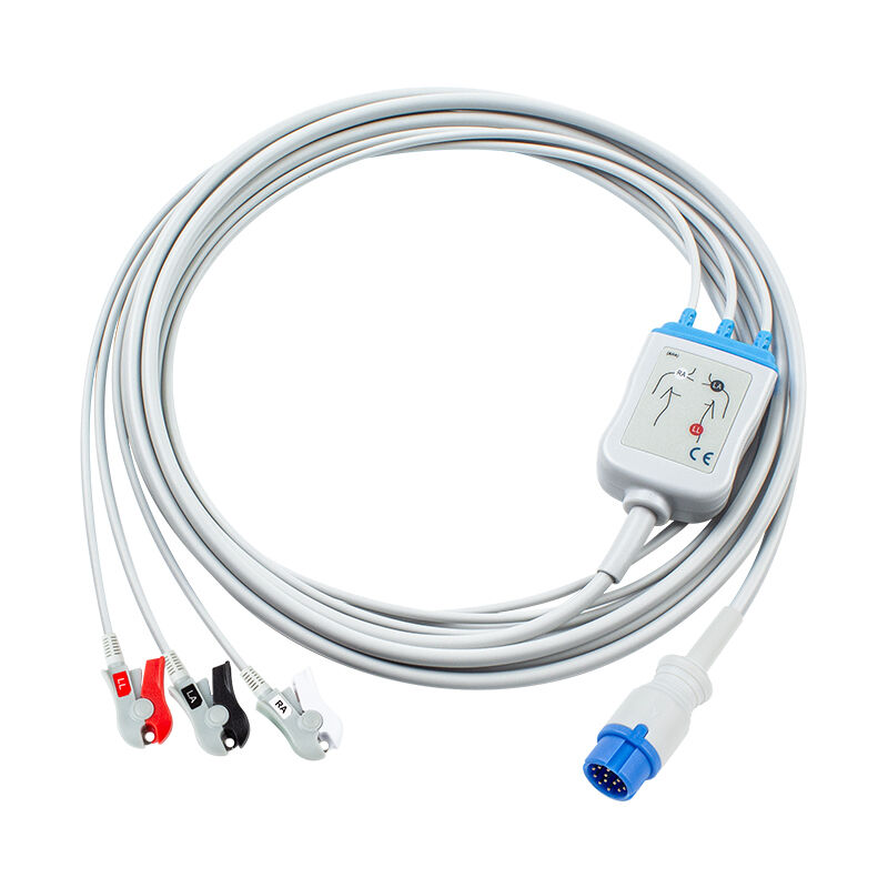 جهاز مكافحة الرجفان القلبي (CA360-B) 12Pin ECG EKG كابل و سلاسل الرصاص 3Lead